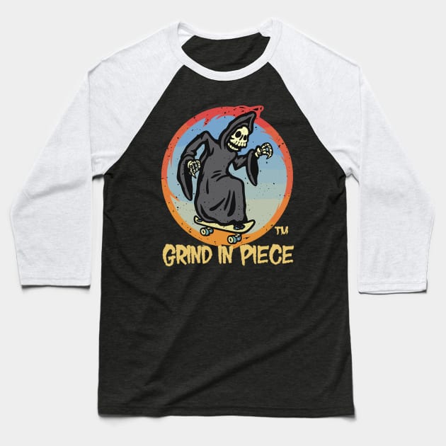 Grind In Piece Baseball T-Shirt by OldSchoolRetro